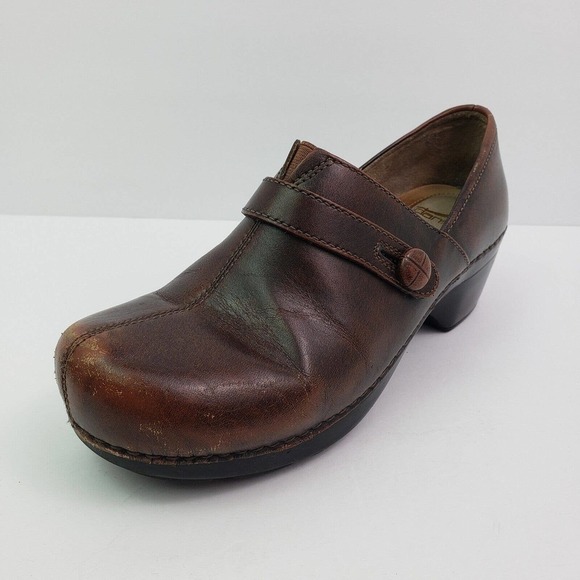 Dansko Womens Size EU 41 US 10.5-11 Brown Leather Slip On Work Nurse Clog Shoes - Picture 2 of 13
